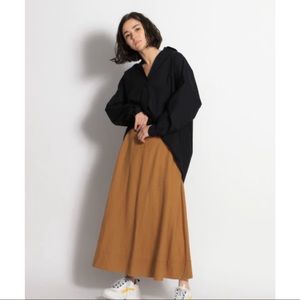 Japanese Dark Mustard Linen Maxi Skirt